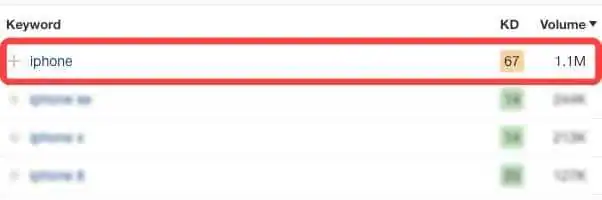 ビッグキーワードのボリューム