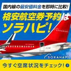 最安値検索予約！国内航空券の購入は【ソラハピSORAHAPI】