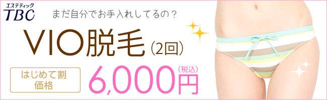 エステティックTBC VIO・5脱毛2回プラン デリケートゾーン ビキニライン